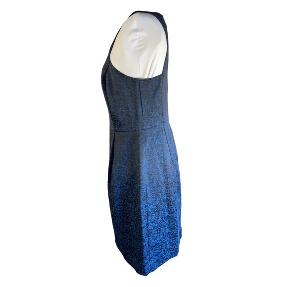 Ann Taylor Loft Sleeveless Blue & Black Textured Sheath Dress With Back Zipper - Picture 6 of 7